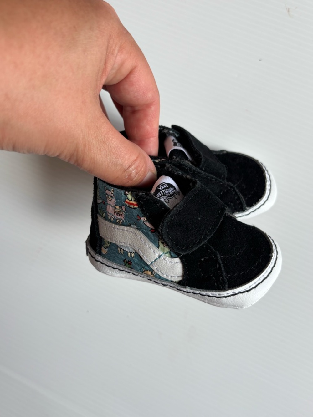 Vans Baby Shoes Size 1 Hook Loop Black Suede Sneakers